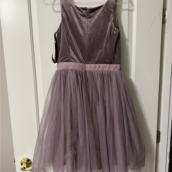 Little Mistress Tall Velvet Top Mini Skater Dress With Tulle Skirt - Picture 8 of 11